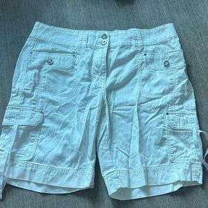 Women's White Cargo Shorts